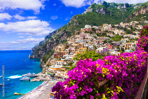 Amalfi coast of Italy. beautiful Positano town. one of the most scenic places for summer holidays. Campania