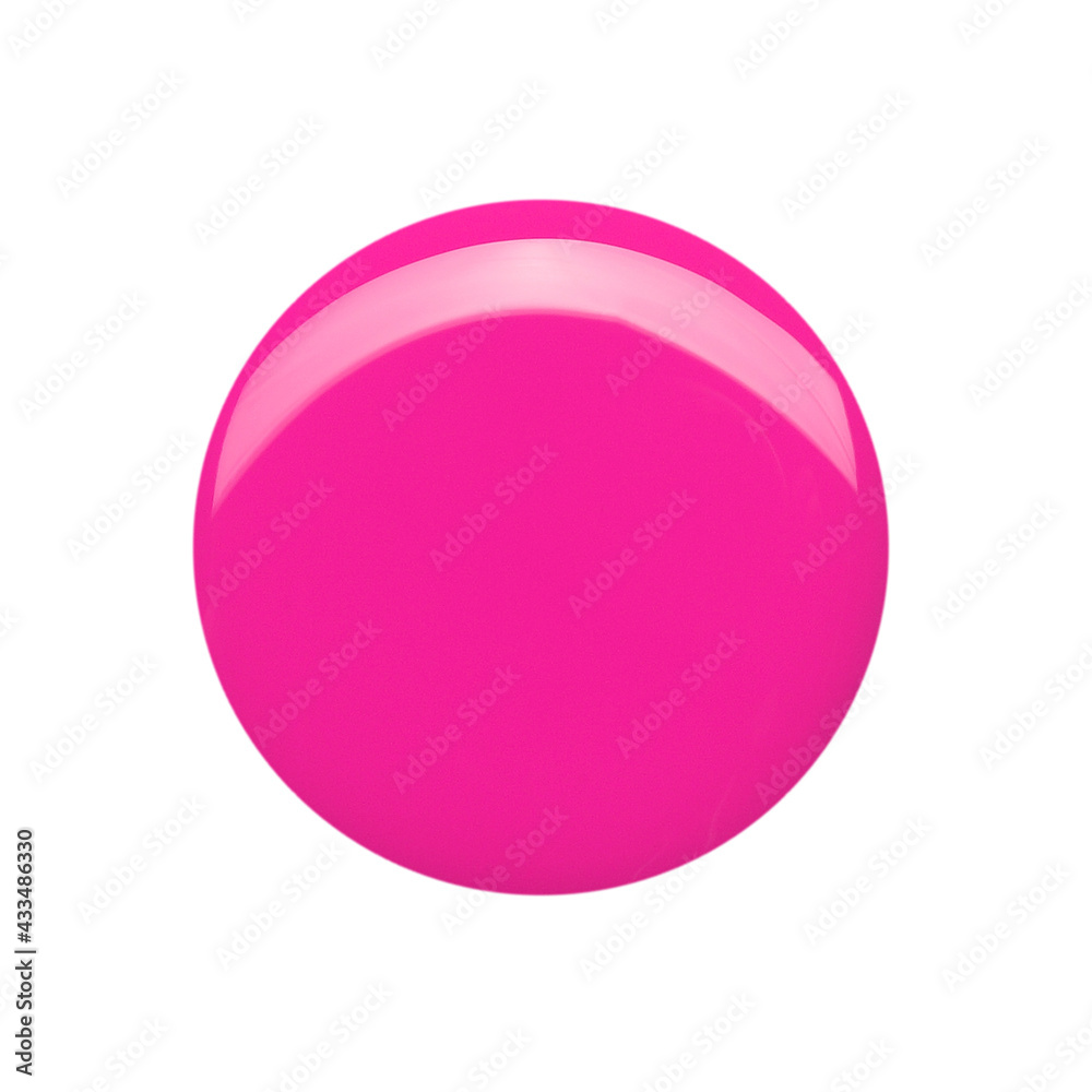 Blot of pink circle shaped nail polish isolated on white