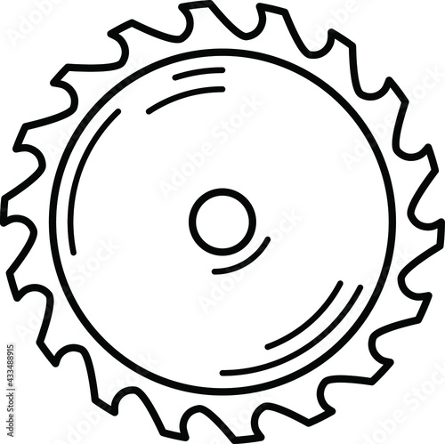 Circular saw blade linear icon. Thin line illustration. Wheel blade. Contour symbol. Vector isolated outline drawing. 
