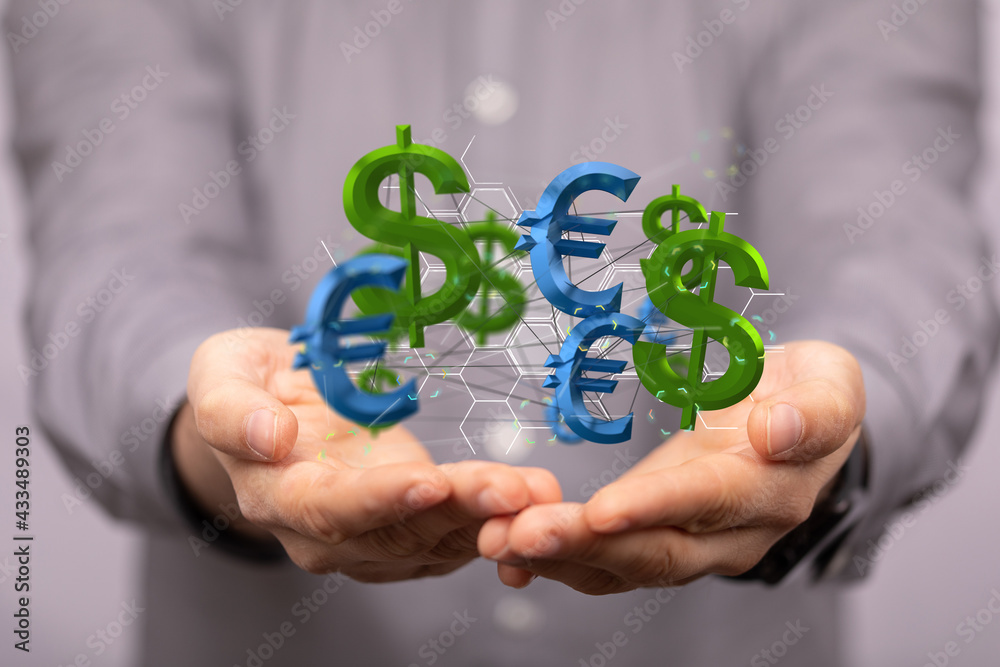 Main world currency theme dollar and euro background. Row and pile of money banknotes. Main world currency theme dollar and euro background. Row and pile of money banknotes.