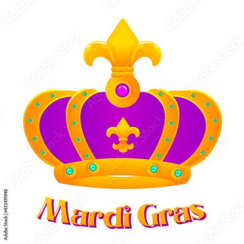 Isolated flag crown mardi grass venice festival icon- Vector