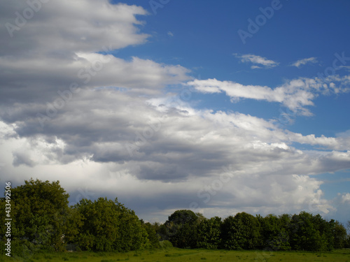 Sky with clouds and field