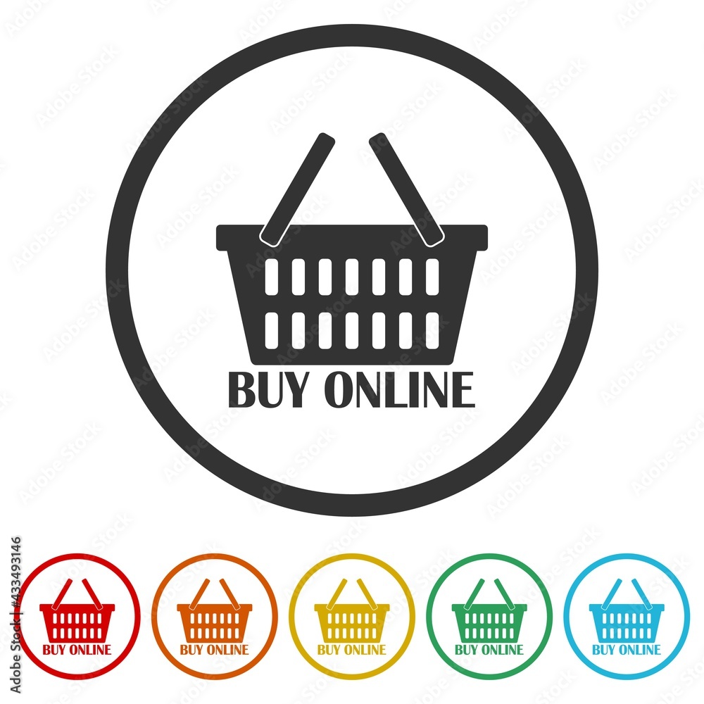Online shop ring icon isolated on white background color set Online shop ring icon isolated on white background color set