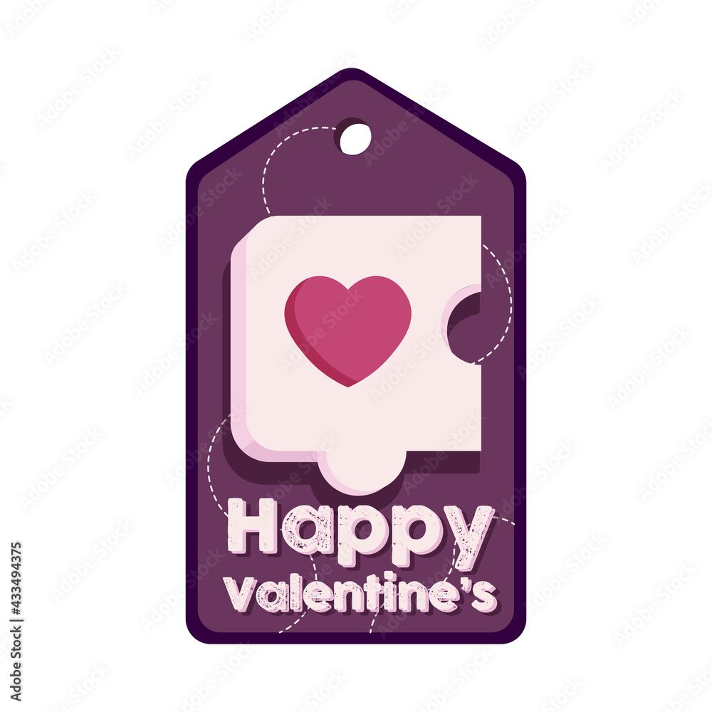 Isolated Valentines day ticket happy purple letter love poster icon- Vector Isolated Valentines day ticket happy purple letter love poster icon- Vector