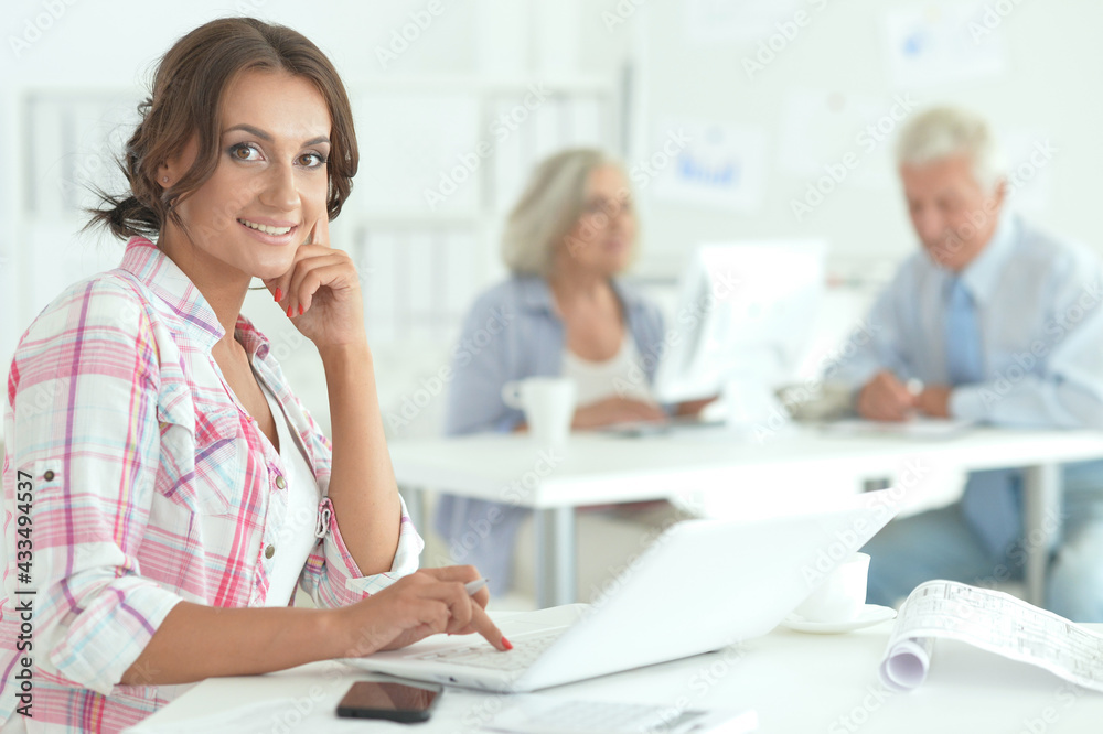 beautiful young businesswoman working in office beautiful young businesswoman working in office
