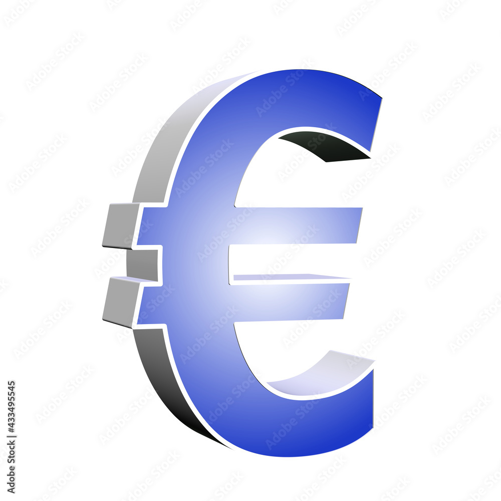 Euro-Zeichen vor weißem Hintergrund, 3D-Illustration Euro-Zeichen vor weißem Hintergrund, 3D-Illustration
