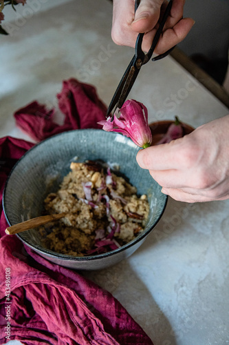 fresh cookie dough with magnolia flowers