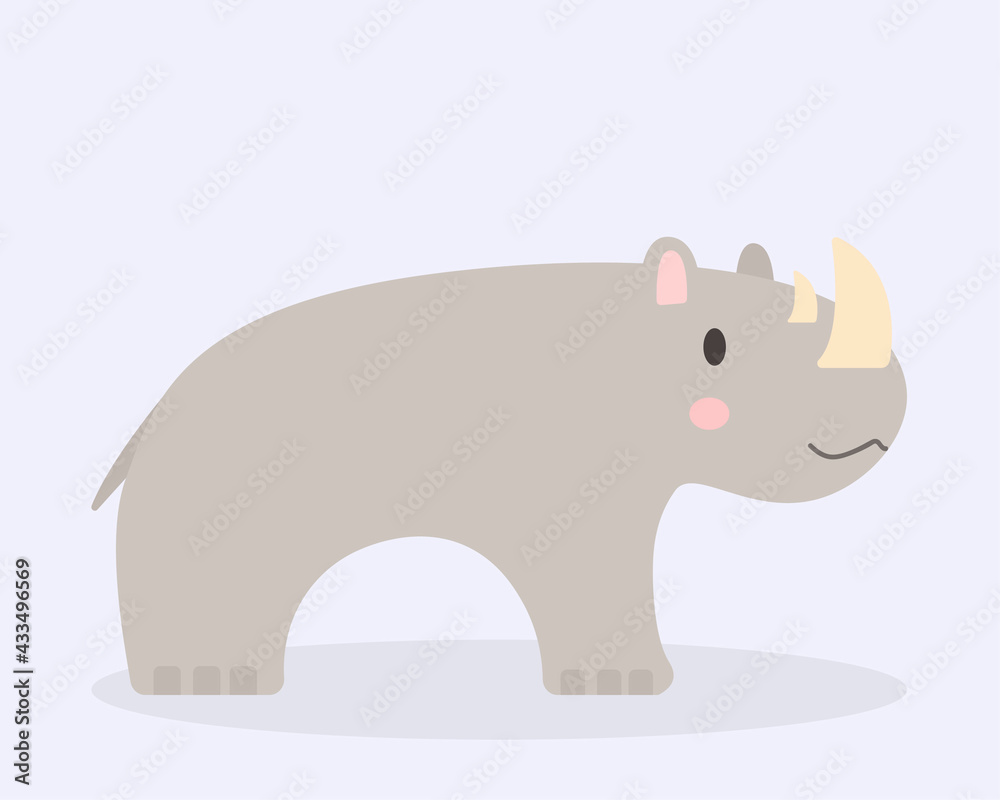 Obraz premium Сute rhinoceros on a blue background