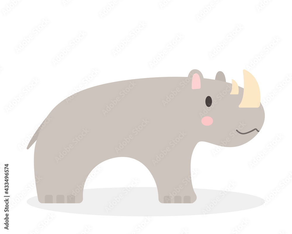 Fototapeta premium Сute rhinoceros on a white background