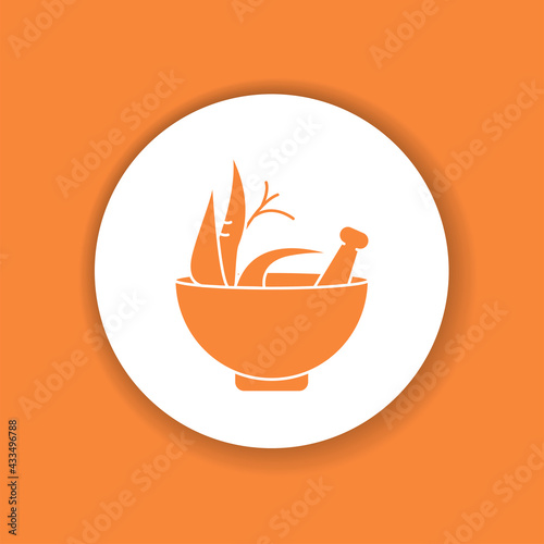 Ashwagandha bowl dry root medicinal herb glyph icon. Alternative medicine from asia. Sign for web page, mobile app, button