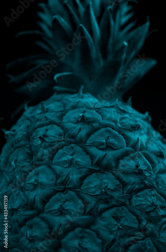 Macro close up portrait of a Pineapple  black background