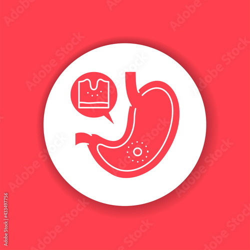 Stomach disease gastritis glyph icon. Gastric inflammation. Human organ concept. Sign for web page, mobile app, button.