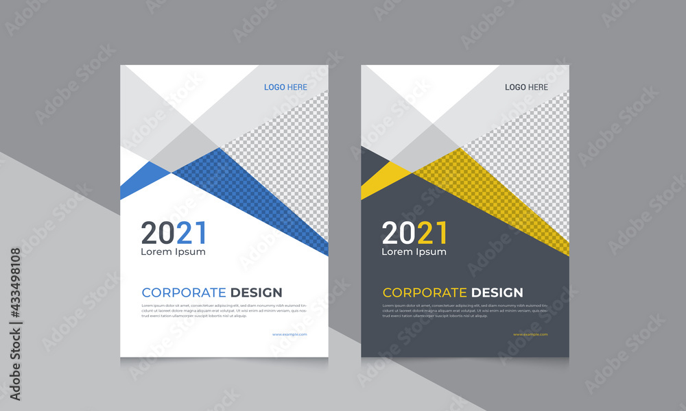 Corporate book cover template design with annual report cover layout