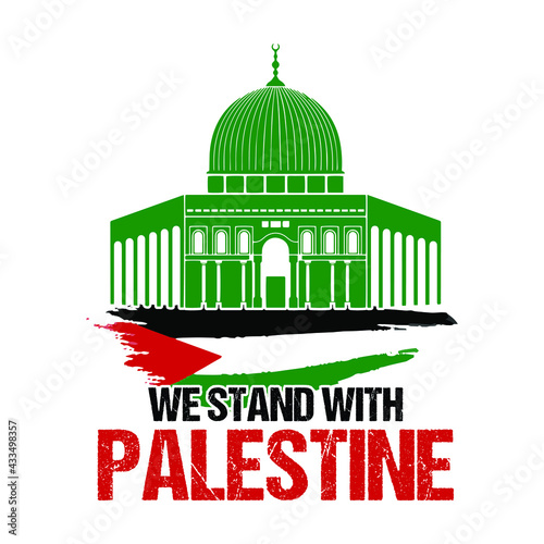 We stand with Palestine - Save Gaza, save Palestine vector background, poster, slogan, t-shirt design.