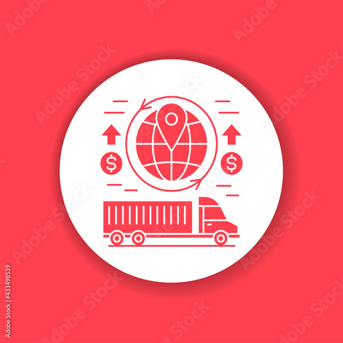 World shipping color icon. Increase in value for export and import. Economic crisis. Sign for web page, app. UI UX GUI design element. photo