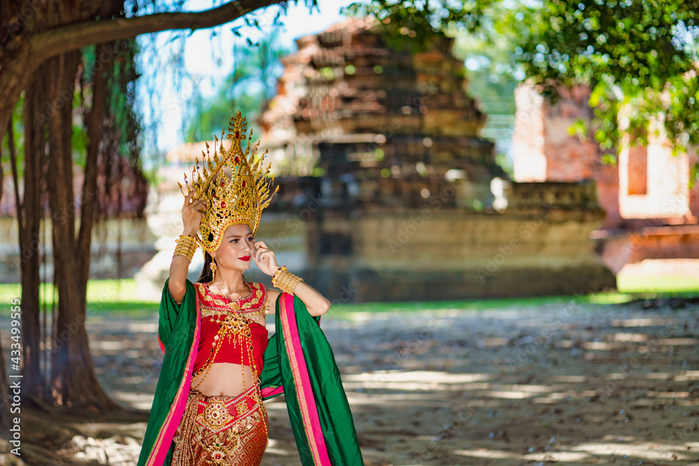 Beautiful girl with costume apsara from cambodia concept, Identi