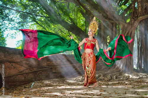 Beautiful girl with costume apsara from cambodia concept, Identi