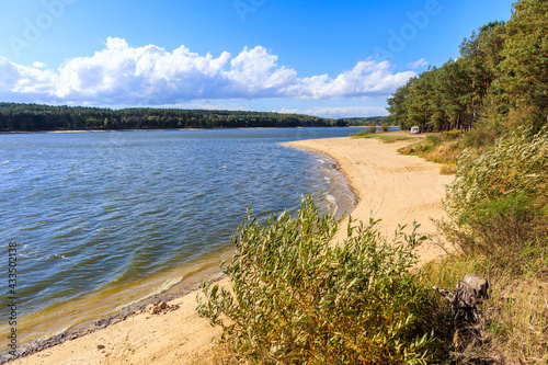 Fototapeta Naklejka Na Ścianę i Meble -  Beautiful sandy beach at Chancza lake in Swietokrzyskie region in central Poland