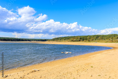 Fototapeta Naklejka Na Ścianę i Meble -  Beautiful sandy beach at Chancza lake in Swietokrzyskie region in central Poland