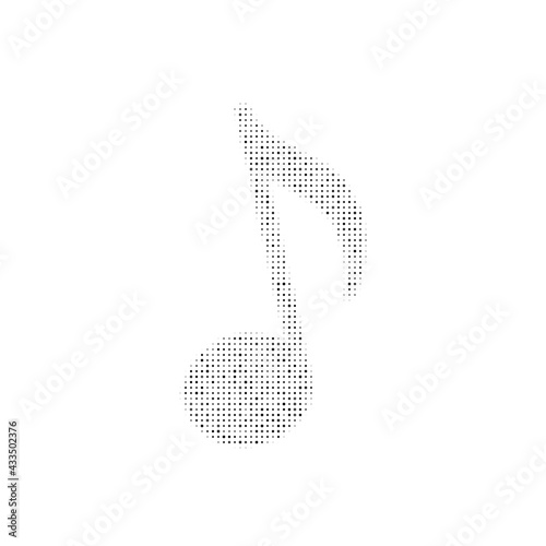 The musical note symbol filled with black dots. Pointillism style. Vector illustration on white background