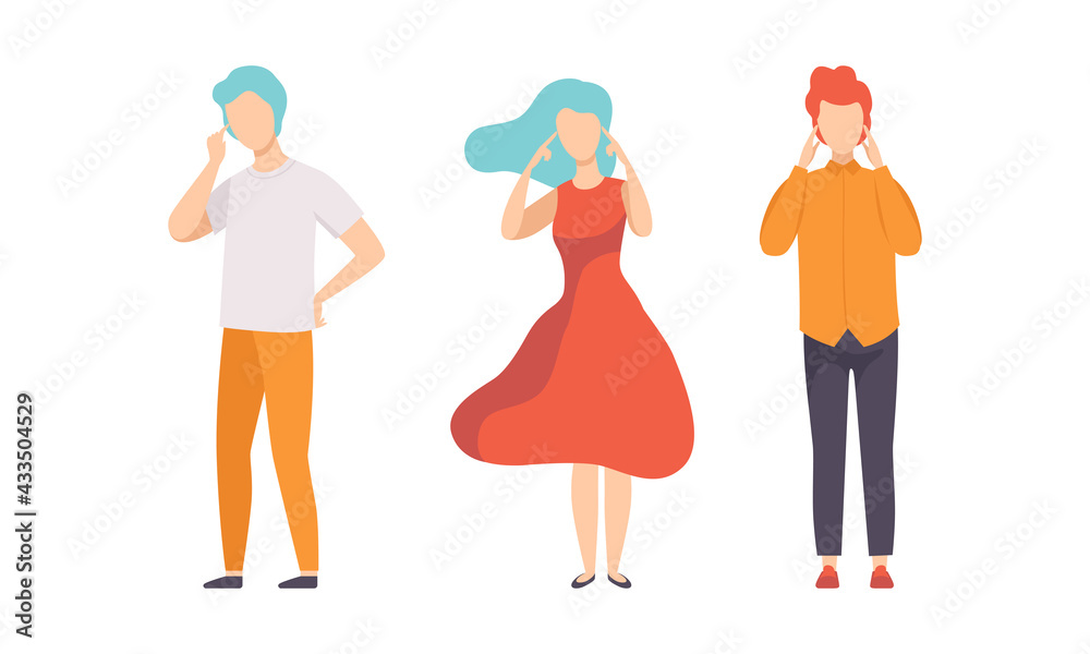 People Thinking to Make Decisions Set, Men and Women Making Different Gestures Flat Vector Illustration People Thinking to Make Decisions Set, Men and Women Making Different Gestures Flat Vector Illustration
