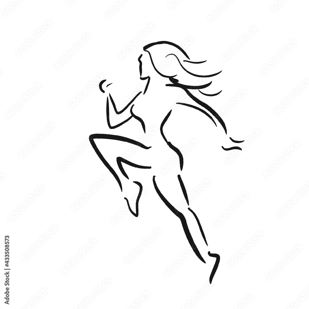 Naklejka premium Run And Jump Girl