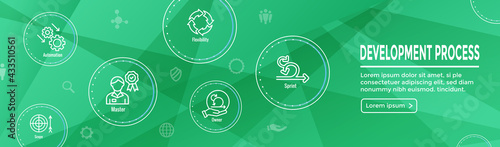 Agile Scrum Process and development icon set web header banner