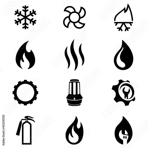 Heizen, Kühlen, Klimatechnik - Symbole, Zeichen, Icons