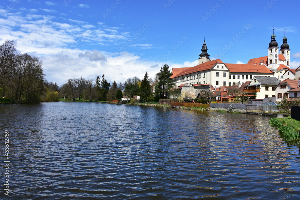 Ulicky pond in famous town Telc in Czech republic
