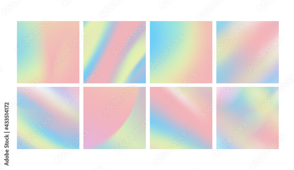 Pastel Gradient social media post Background templates. Pink, blue, green rainbow Abstract Grainy square collection