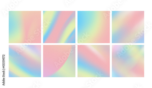 Pastel Gradient social media post Background templates. Pink, blue, green rainbow Abstract Grainy square collection