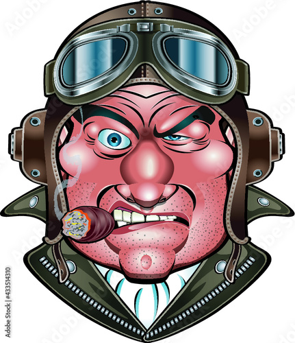 cartoon retro style fighter pilot