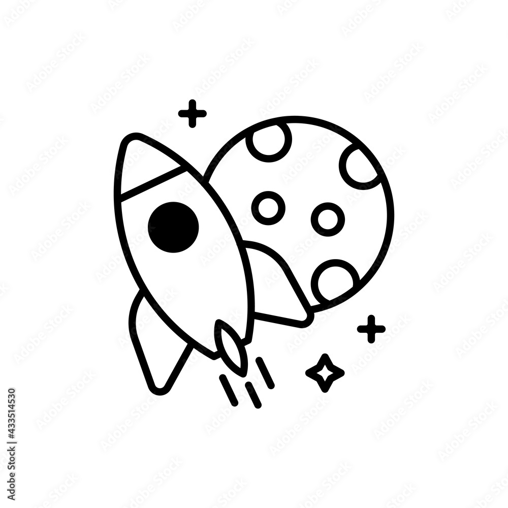 Fototapeta premium Rocket Vector Outline Icon. EPS 10 FIle