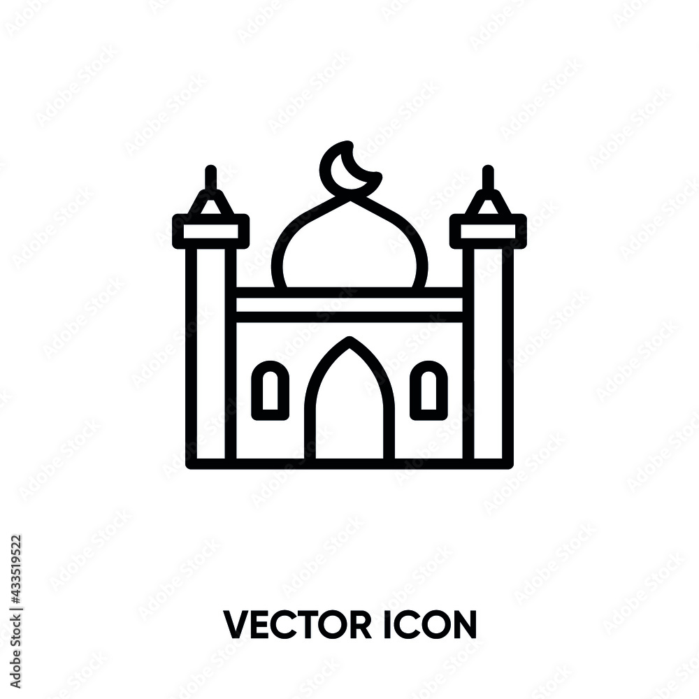 Mosque vector icon. Modern, simple flat vector illustration for website or mobile app. Mosque symbol, logo illustration. Pixel perfect vector graphics	