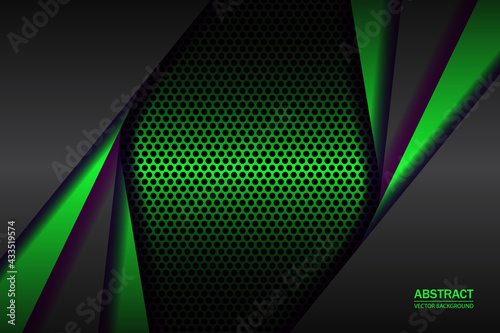 Abstract background with vibrant green carbon fiber. Green gradient geometric shapes on carbon grid. Carbon fiber textured pattern.