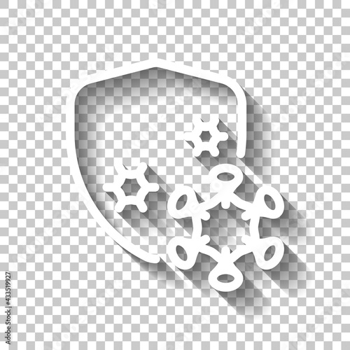 Immune system, antivirus protection, simple medical icon. White linear icon with editable stroke and shadow on transparent background