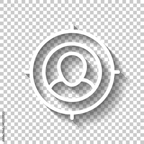 Customer retention, patient assistance, focus on service, business icon. White linear icon with editable stroke and shadow on transparent background