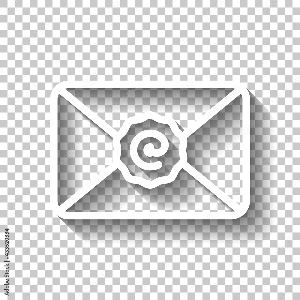Email symbol, open letter, simple icon. White linear icon with editable ...