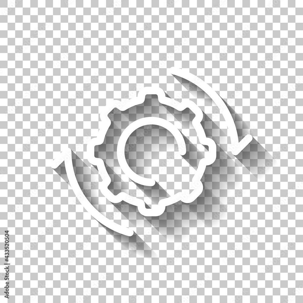 Workflow process, gear and arrows, automate business operation. White ...