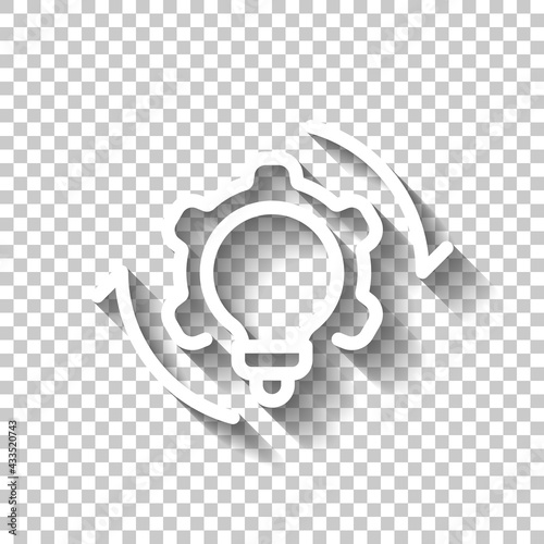 Process of implementation, business icon. White linear icon with editable stroke and shadow on transparent background