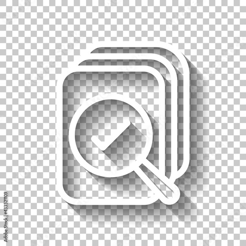 Financial forecast, Analysis and predict, business research, simple icon. White linear icon with editable stroke and shadow on transparent background