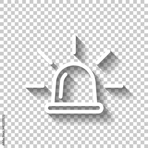 Emergency siren of ambulance or police, simple icon. White linear icon with editable stroke and shadow on transparent background