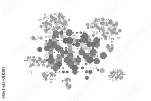 Mold icon isolated on white background. Round mildew mycelium. Fungi growing on food. Grey round fungal mucor surface. Condensation, damp, high humidity and respiratory problems. Vector illustration