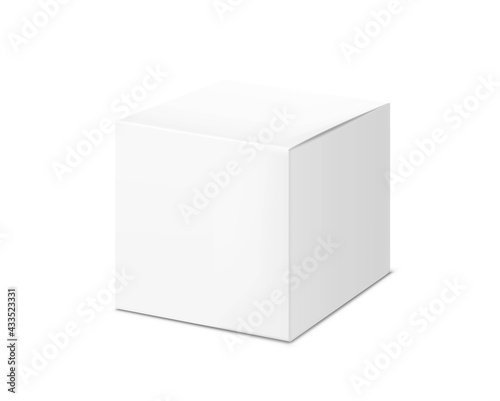 Realistic cardboard packaging box mockup. Vector illustration on transparent background. Can be use for medicine, food, cosmetic and other. Ready for your presentation. EPS10.  © realstockvector
