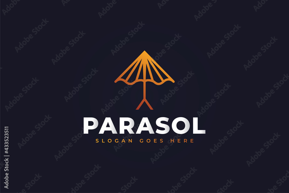 Beach Umbrella Logo with Vintage Style in Linear Concept. Parasol Logo  Design Template. Usable for Business and Branding Logos Stock Vector |  Adobe Stock
