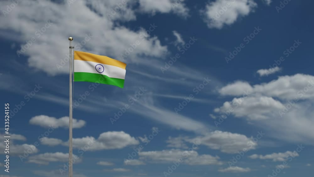 3D Tiranga indian flag waving in the wind. Close up of India banner blowing, soft and smooth silk. Cloth fabric texture ensign background. Use it for national day and country occasions concept.-Dan