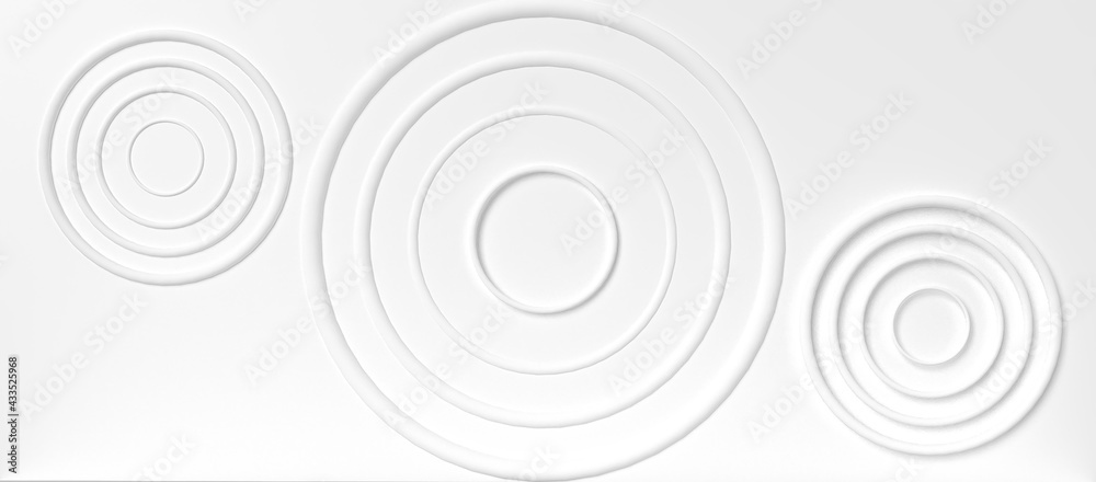 white abstract background with circles. 3d render. 3d illustration