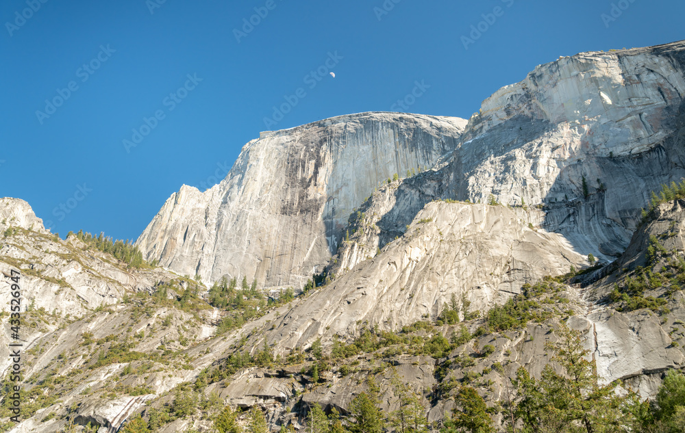 half dome and its base from mirror lake in yosemite national park of california