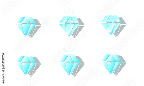 Brilliant, diamond flat icon, isolated on white, vector EPS 10. Gragient crystal logo inblue-white colors, set for web design.