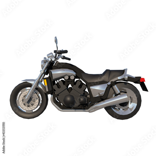Fototapeta Naklejka Na Ścianę i Meble -  City urban motorcycle 2- Lateral view white background 3D Rendering Ilustracion 3D